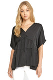 Double V Tiered Top, Black