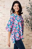Floral Batwing Top, Pink & Blue
