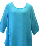 Cotton Gauze Pocket Cookiebite Top, Aqua