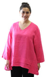 V-Neck Pocket Linen Top, Pink