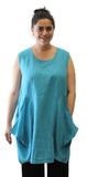 Oversized Pocket Linen Top, Teal