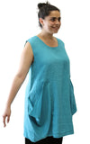 Oversized Pocket Linen Top, Teal