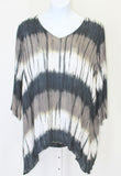 Tie Dye Shark Bite Hem Tunic, Black & Grey