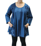 Modesce Hand Painted Cotton Swirl Swing Tunic, Blue Multi