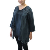 Hand Painted Cotton Fringe Swirl Tunic, Graphite