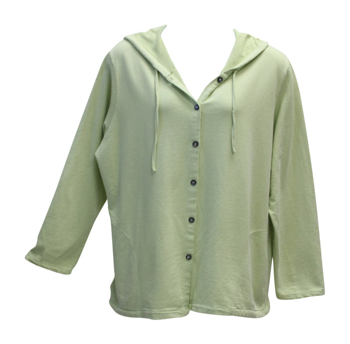 Liz & Jane Cotton French Terry Hoodie Jacket, Light Green