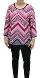Chevron Print Top, Pink & Black