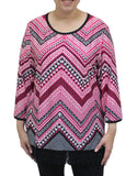 Chevron Print Top, Pink & Black