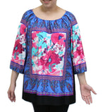 Floral Peasant Top, Peri & Fuchsia