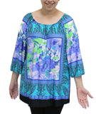 Floral Peasant Top, Jade & Purple
