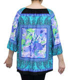Floral Peasant Top, Jade & Purple