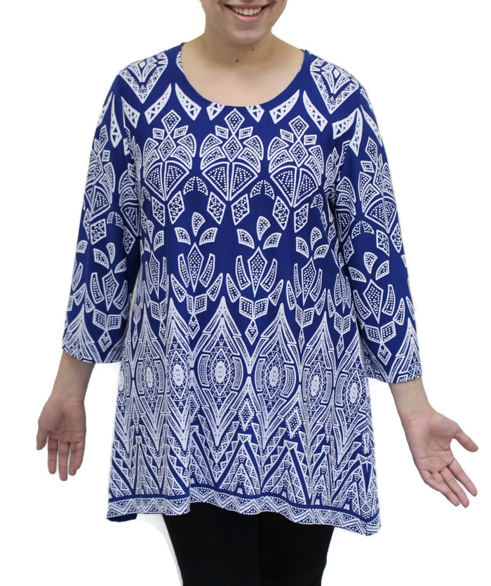 Mari Print Top, Blue