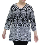 Mari Print Top, Black
