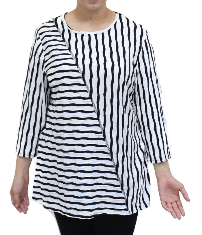 Wavy Stripe Top, Black