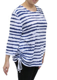 Striped Drawstring Top, Blue