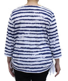 Striped Drawstring Top, Blue