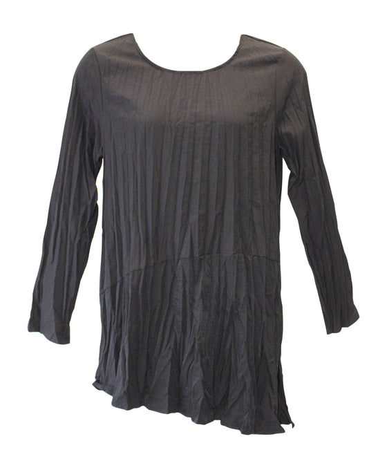 Etta Iridescent Woven Diagonal Top, Black
