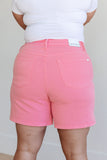 High Rise Control Top Cuffed Shorts, Pink