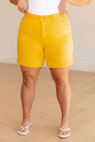High Rise Control Top Cuffed Shorts, Yellow
