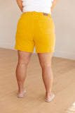 High Rise Control Top Cuffed Shorts, Yellow