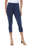 Mineral Washed Cotton Legging Capri, Denim