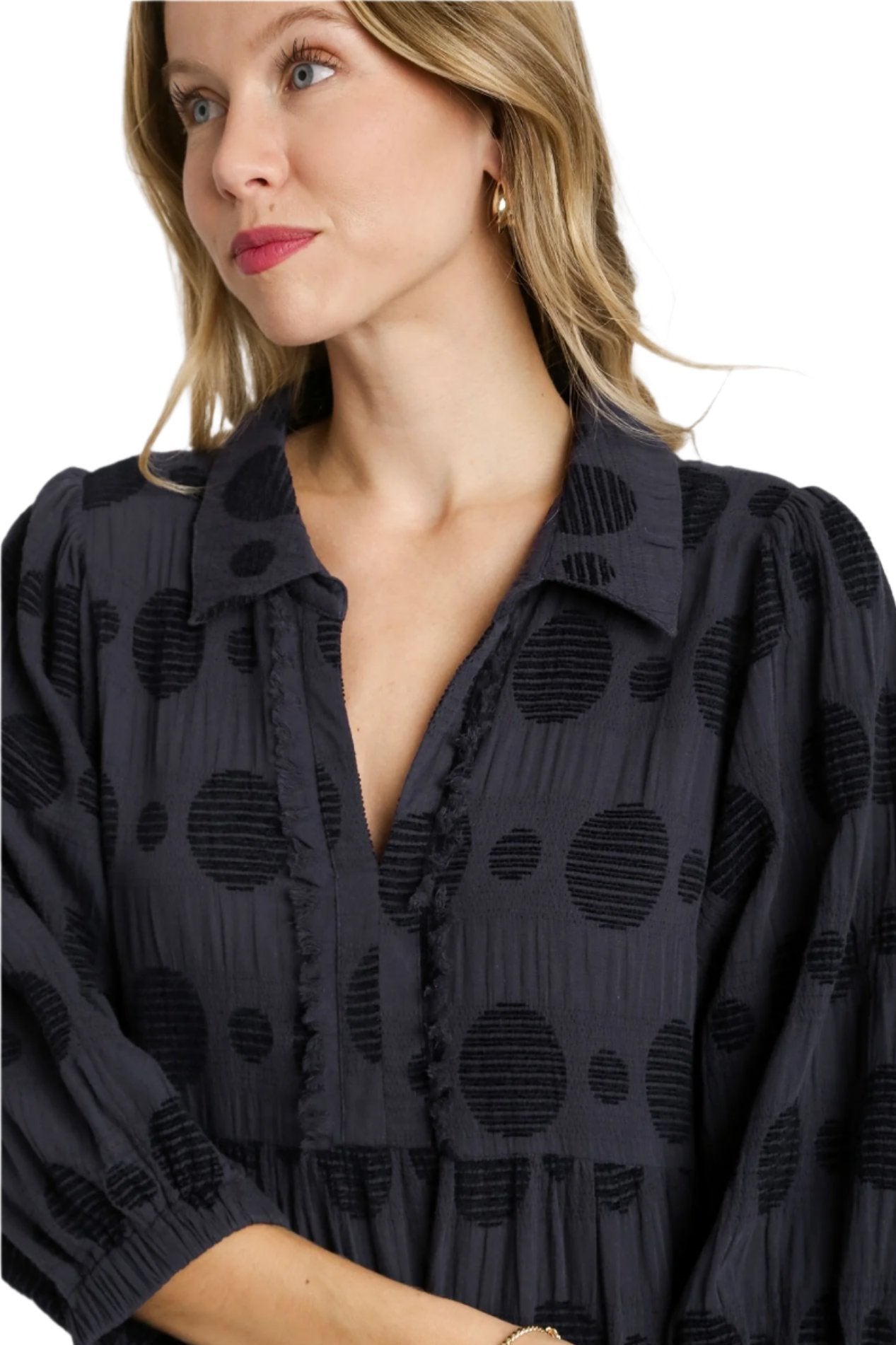 umgee usa Swiss Dot Jacquard Midi Dress L umgee usa Swiss Dot Jacquard Midi Dress L