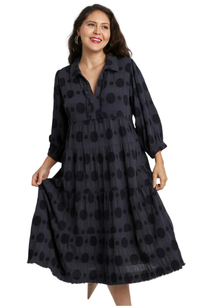 umgee usa Swiss Dot Jacquard Midi Dress