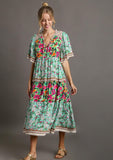 umgee usa Mixed Floral Border Print Dress