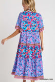 Mixed Floral Border Print Dress, Peri