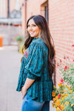 Embroidered Teal Paisley Top