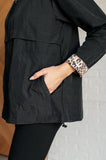 Black Windbreaker with Leopard Accents