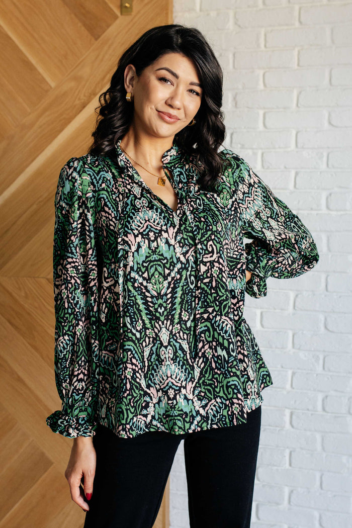 Damask Print Blouse