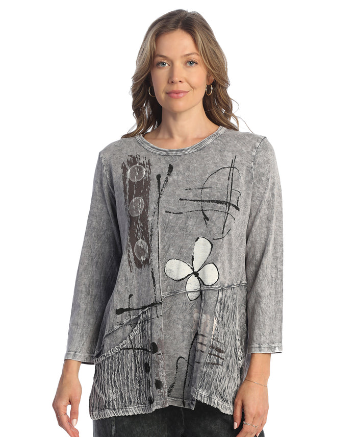 Petals Mineral Washed Cotton Wave Pocket Top