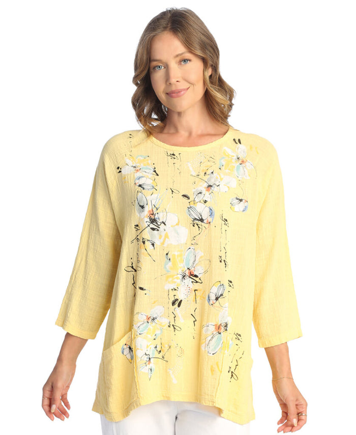 Bora Bora Mineral Washed Patch Pocket Cotton Gauze Top