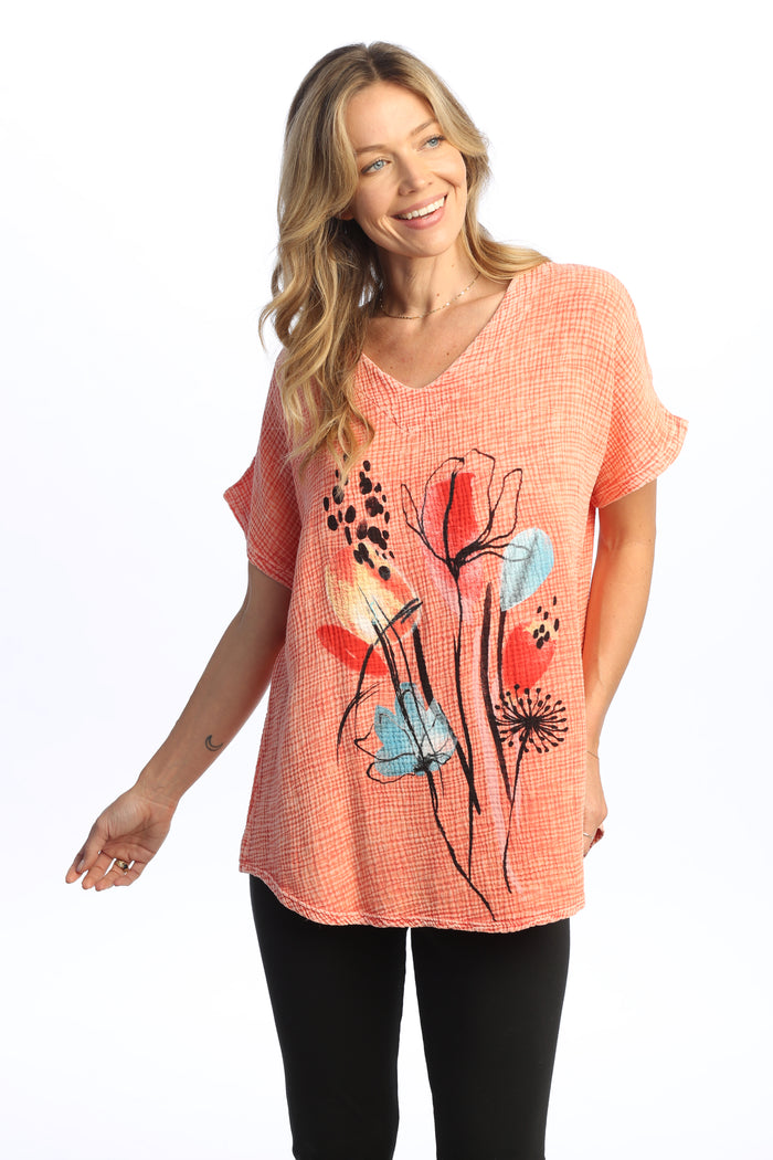 Camelia Mineral Washed Double Gauze Top