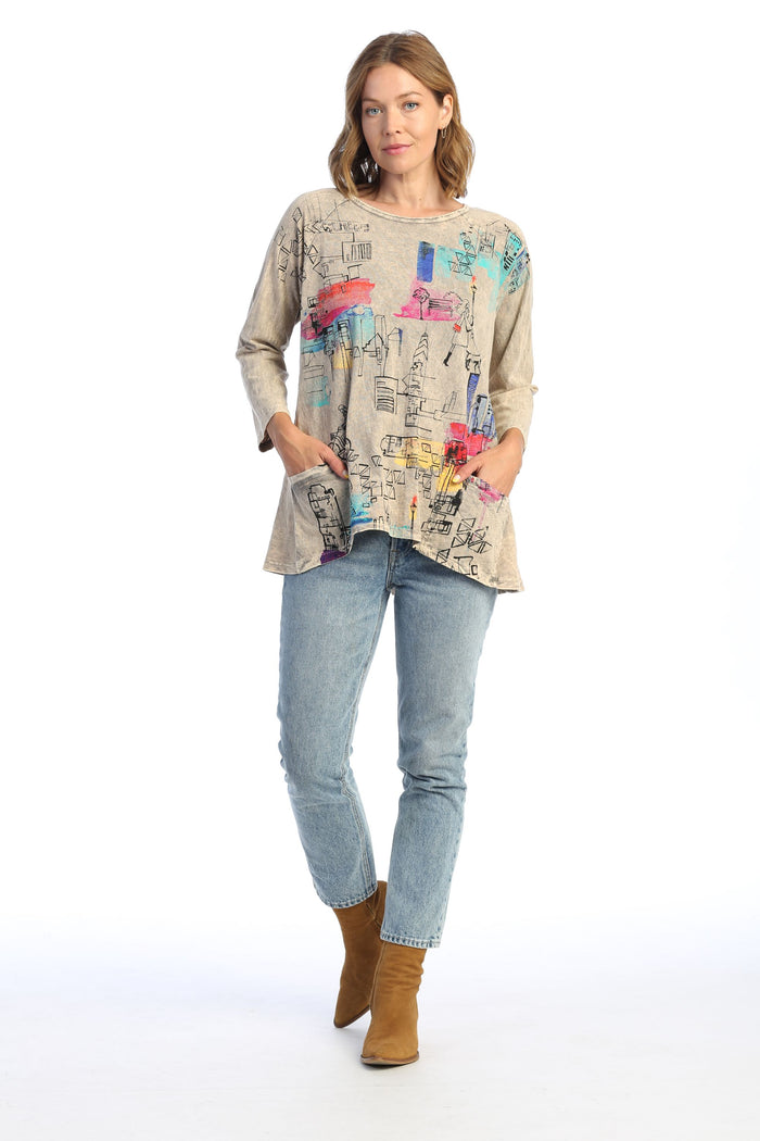 Jess & Jane Mineral Washed Patch Pocket Cotton Top