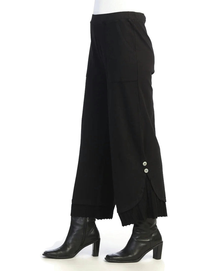 Jess & Jane Mineral Washed Wide Leg Ankle Pant, Jet Black