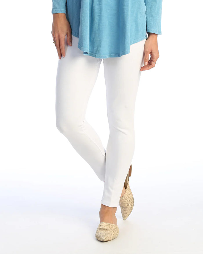 Mineral Washed Cotton Ankle Legging Pant, White