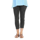 Mineral Washed Cotton Legging Capri, Black