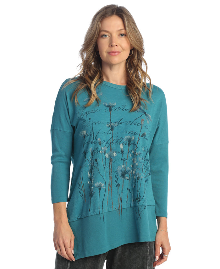 Campo Mineral Washed Dolman Sleeve Cotton Top, Teal