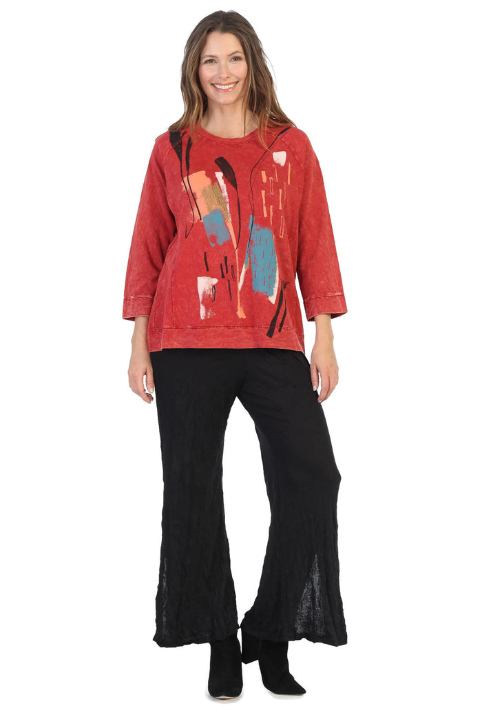 Brush Strokes Mineral Washed French Terry Top