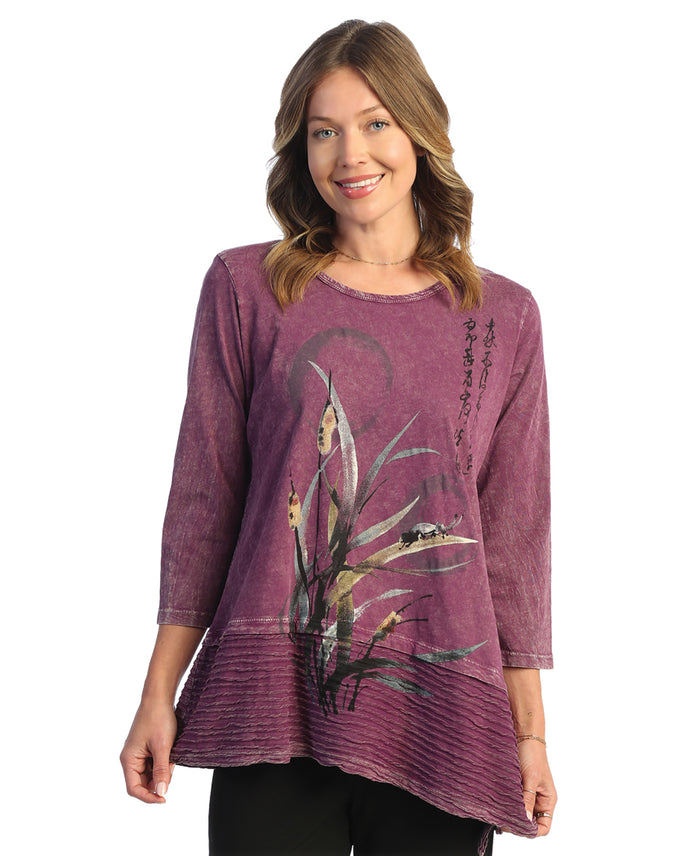 Pinball Mineral Washed Asymmetric Top, Plum