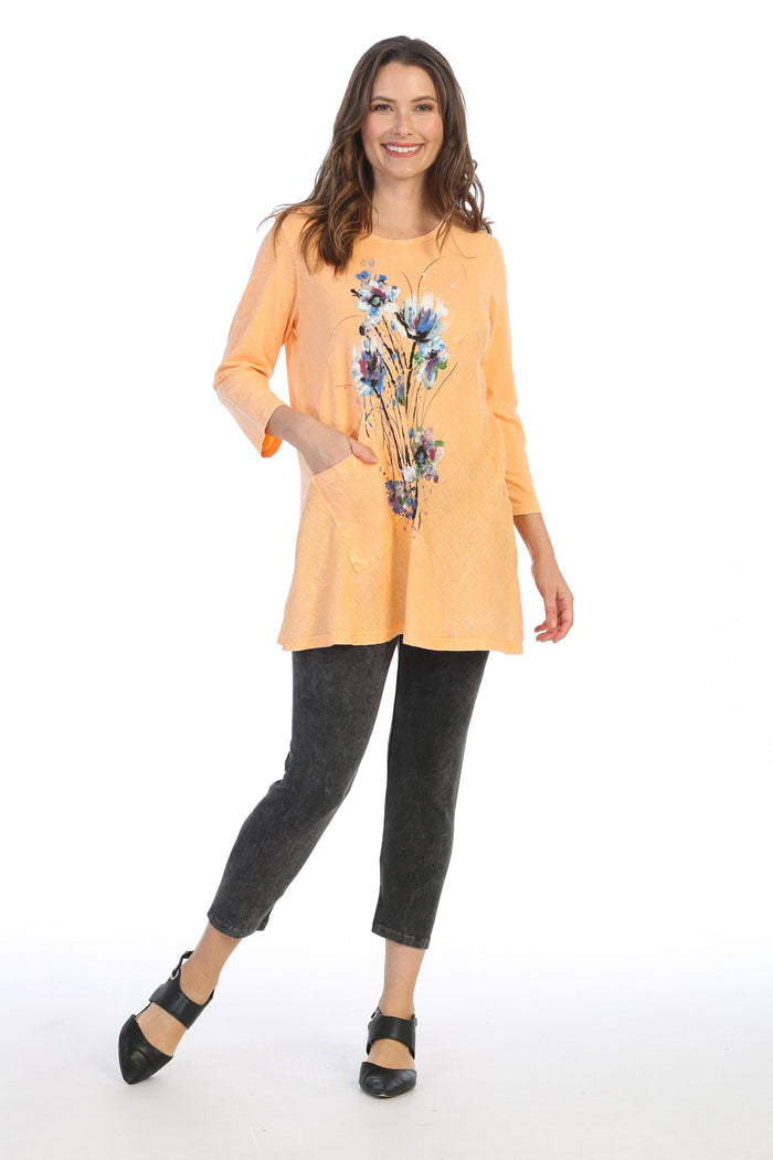 Jess & Jane Mineral Washed Cotton Tunic with Linen Contrast
