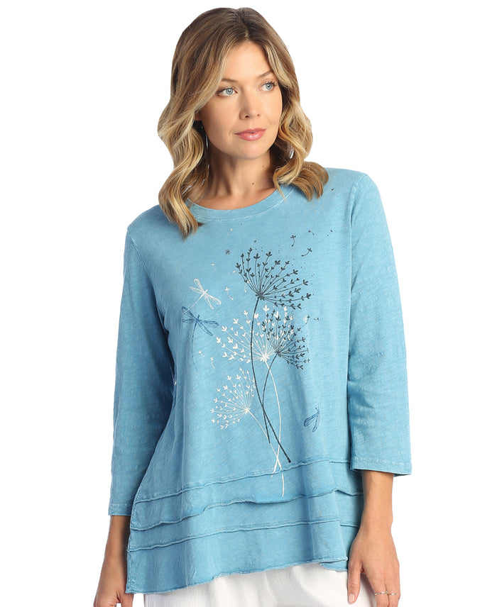 Let's Fly Mineral Washed Cotton Layered Top