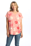 Magic Dots Mineral Washed Cotton Short Sleeve Top, Coral