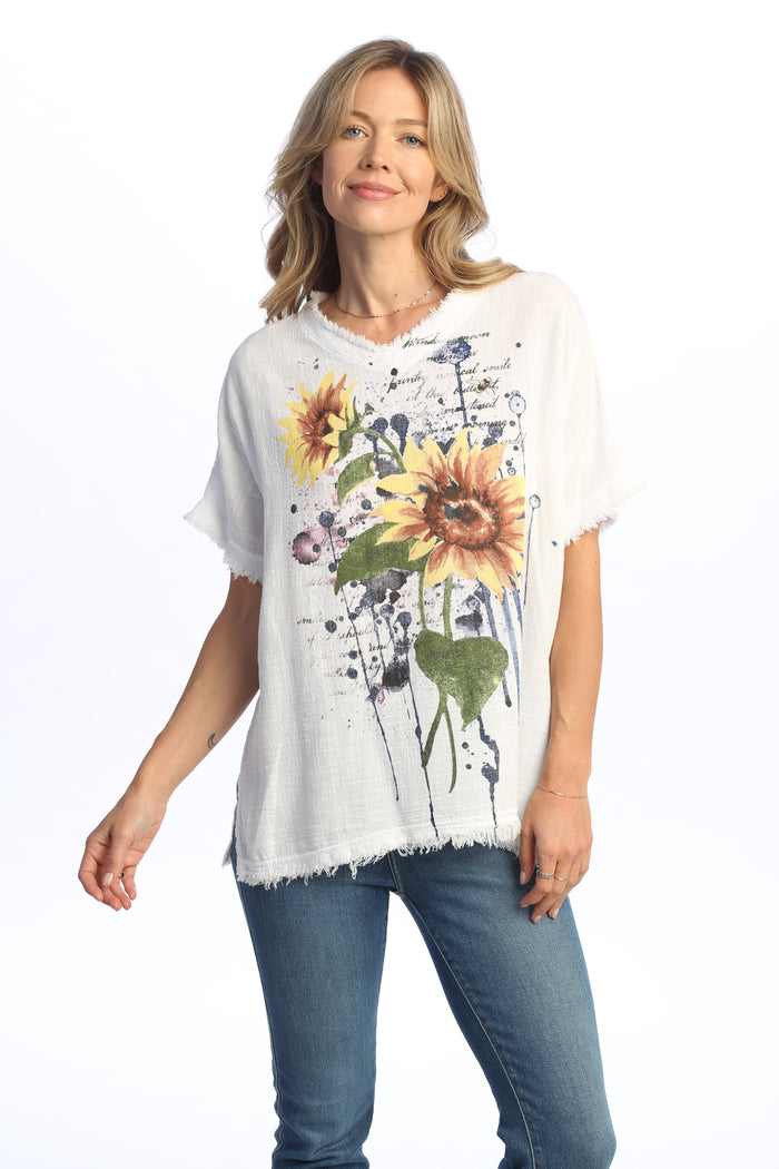 Cameo Mineral Washed Cotton Gauze Short Sleeve Top