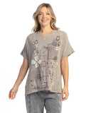 Jess & Jane Mineral Washed Cotton Gauze Short Sleeve Top