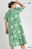 Abstract Print Midi Dress, Green