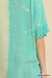 Dip Dye Ruffle Sleeve Top, Emerald