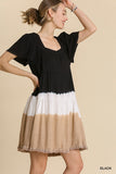 Dip Dye Color Block Dress, Black